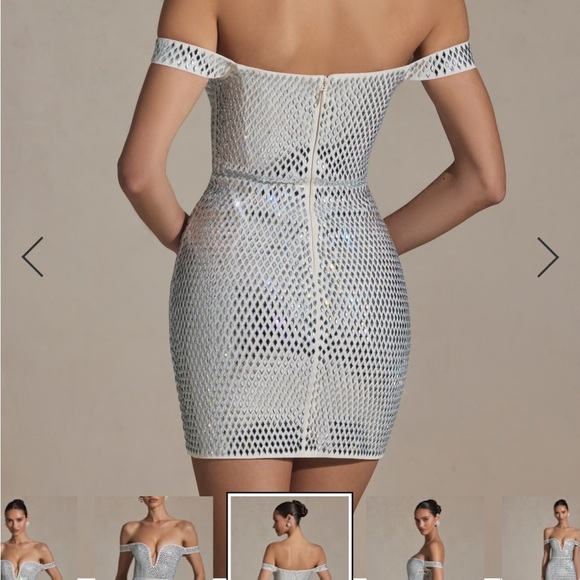 Oh Polly Strapless White Mesh Sparkly Dress - Picture 3 of 3